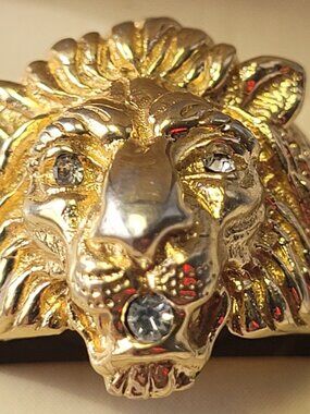 1980s Gold Toned Lion Head Ring Size 8 Statement Leo Zodiac Jewelry